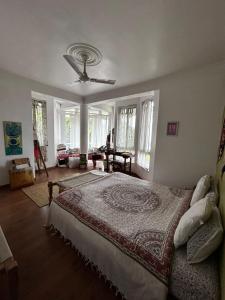 a bedroom with a bed and a ceiling fan at Samadhi House in Burhānilkantha