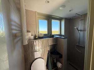 a bathroom with a toilet and a window at 'T Dijkhuisje - Driehuizen in Driehuizen +41 photos
