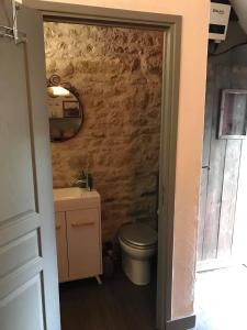 a bathroom with a toilet and a sink at Gîte ABMA in Clugnat +17 photos