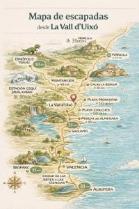 a map of margapa de escapadas de la wallucosa at Entre Mar y Montañas in Vall de Uxó