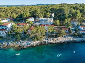 an aerial view of a small town on the water at Villa La Bella Vista in Basina