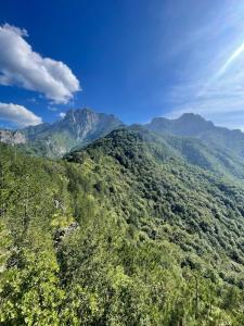 an aerial view of a green mountain with mountains in the background at Apartment with two bedrooms in Glogošnica