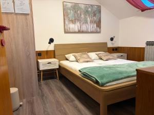 a bedroom with a bed and a painting on the wall at Guest house Royal in Čakovec