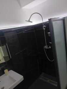 a bathroom with a shower with a sink and a shower head at TRANSIT AFFAIRES - LOISIRS in Pointe-à-Pitre +19 photos