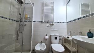 a bathroom with a toilet and a sink and a shower at Red Horse in Pisa