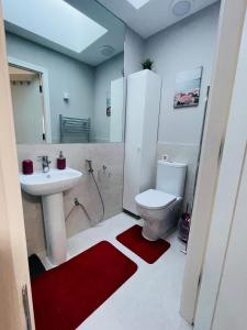 a bathroom with a white toilet and a sink at Cozy Private Room & Breakfast Dublin 15 in Tyrrelstown