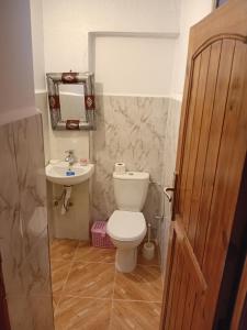 a bathroom with a toilet and a sink at Dar INNÂ in Aït Benhaddou +50 photos