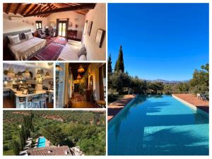 a collage of pictures of a house and a swimming pool at La Guzmana de Ronda in Ronda