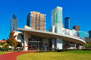 a large building in a city with tall buildings at Cozy MasterRoom Gresham Park in Atlanta