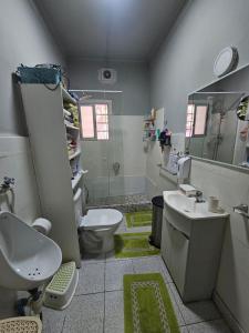 a bathroom with a white toilet and a sink at Hostel Varas in Viña del Mar