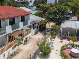 an aerial view of the hotel and the resort at Silver Bay Kamadhoo in Kamadhoo