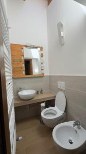 a bathroom with a toilet and a sink and a mirror at Duplex Esclusivo Bardonecchia - Centro - Garage in Bardonecchia