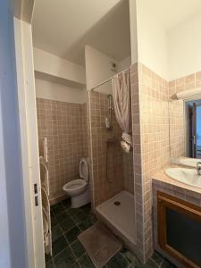 a bathroom with a shower and a toilet and a sink at La Rotonde in Aix-en-Provence