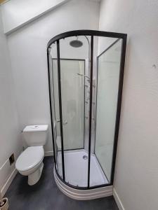 a bathroom with a shower and a toilet at Studio Neuf Centre - Chambre Séparée - Parking in Bressuire