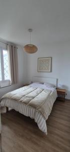 a bedroom with a large bed in a white room at Appartement coquet proche plage in Berck-sur-Mer