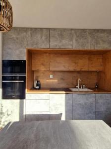 a kitchen with a sink and a stove at Garden Residence in Nitra