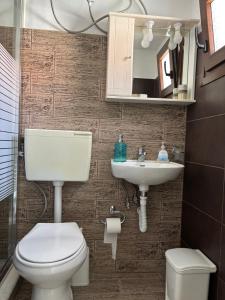 a bathroom with a toilet and a sink at Galaris' Studio in Samos +15 photos
