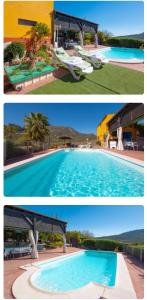 a collage of two pictures of a swimming pool at Casa Sofia in Ubrique +17 photos