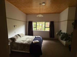 a bedroom with a bed and a window at Rakanui Hidden Retreat in Hilderthorpe +38 photos