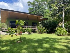 a house with a grass yard in front of it at Casa Morpho in Zancudo