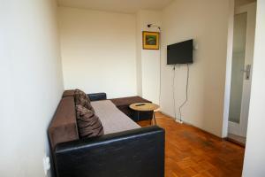 a living room with a couch and a television at BGD Rentals in Donji Milanovac