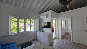 a living room with a tv and a couch at Vulcânica - Boutique Suites in Furnas São Miguel in Furnas