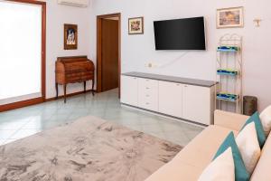 a living room with a tv and a couch at Front Lake Apartment Rainer in Bardolino