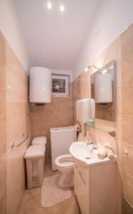 ラブにあるCaptain's Apartmentのトイレと洗面台のあるバスルーム +30枚の写真