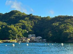 a house in the middle of a body of water at Magokoro House 201 in Nishiizu