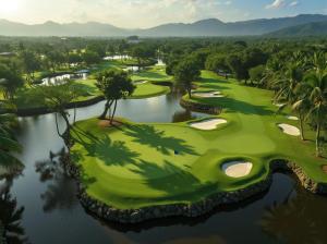 an aerial view of the golf course at the resort at Amalika Private Pool Villa Central to Everything in Gili Trawangan
