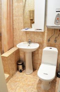 a bathroom with a toilet and a sink at Dukat Hotel on Ibragimova in Kazan