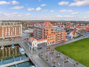 an aerial view of a city with buildings at Lütt Haven in Barth