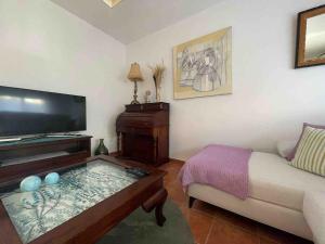 a living room with a couch and a flat screen tv at Enjoy Toledo, junto a Puy du Fou in Argés