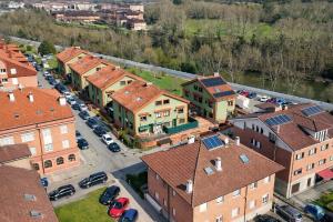 an aerial view of a small town with buildings at Casa Vacacional El Alisu in Arriondas