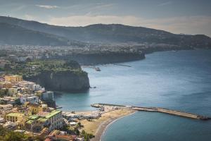 an aerial view of a beach and the ocean at VicoStay di Casa Stella in Vico Equense