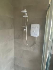 a shower with a shower head in a bathroom at Carrickasticken House in Dungooly Cross Roads +20 photos
