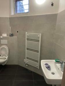 a bathroom with a sink and a toilet at Ubytování Jimramov in Jimramov