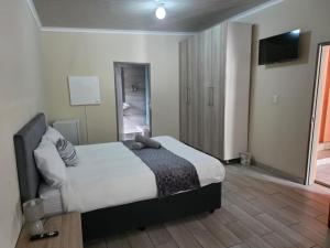 a bedroom with a bed and a television in it at The Second Tranquilo in Ermelo