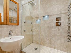 a bathroom with a sink and a shower at 3 Bed in Harrogate oc-91269 in Summer Bridge +12 photos
