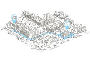 an isometric diagram of a city with streets at Mama Ro Apartments on Sakharova in Moscow