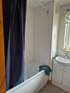 a bathroom with a bath tub and a sink at The Studio in Drumnadrochit +11 photos