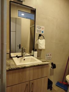 a bathroom with a sink and a mirror at Loft Individual Exclusivo in Estación El Alto