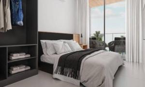 a bedroom with a large bed and a large window at Porto2life Máximo 6 pessoas in Porto De Galinhas +59 photos