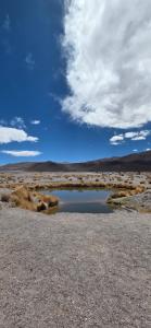 a small pool of water in the middle of a desert at Hospedaje Don Carmelo in El Peñón