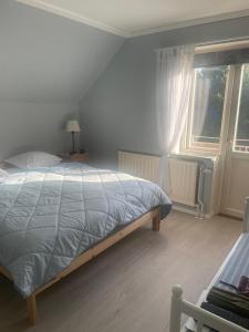 a bedroom with a bed and a window at Ferienhaus in Orrefors in Orrefors