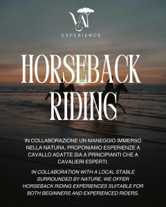 a poster for a horseback riding event on the beach at Villa Altrove in Montemarciano
