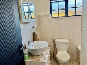 a bathroom with a white toilet and a sink at 4 Laddswood Lodge in Hilton