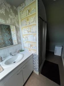 a bathroom with a sink and a shower at Escapade de charme à Questembert in Questembert