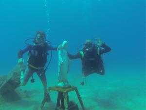 two people scuba diving in the ocean at Appartamento Tavernetta Corallo Rosso in Isca Marina +16 photos