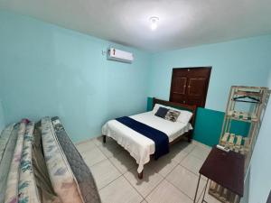 a bedroom with a bed and a ladder in it at Beach House Sao Jose in São José da Coroa Grande +25 photos
